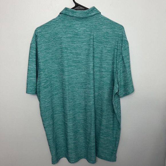 George Mens Aqua Blue Green Polo Golf Shirt  Striped Polyester Short Sleeve VGC - Picture 5 of 8